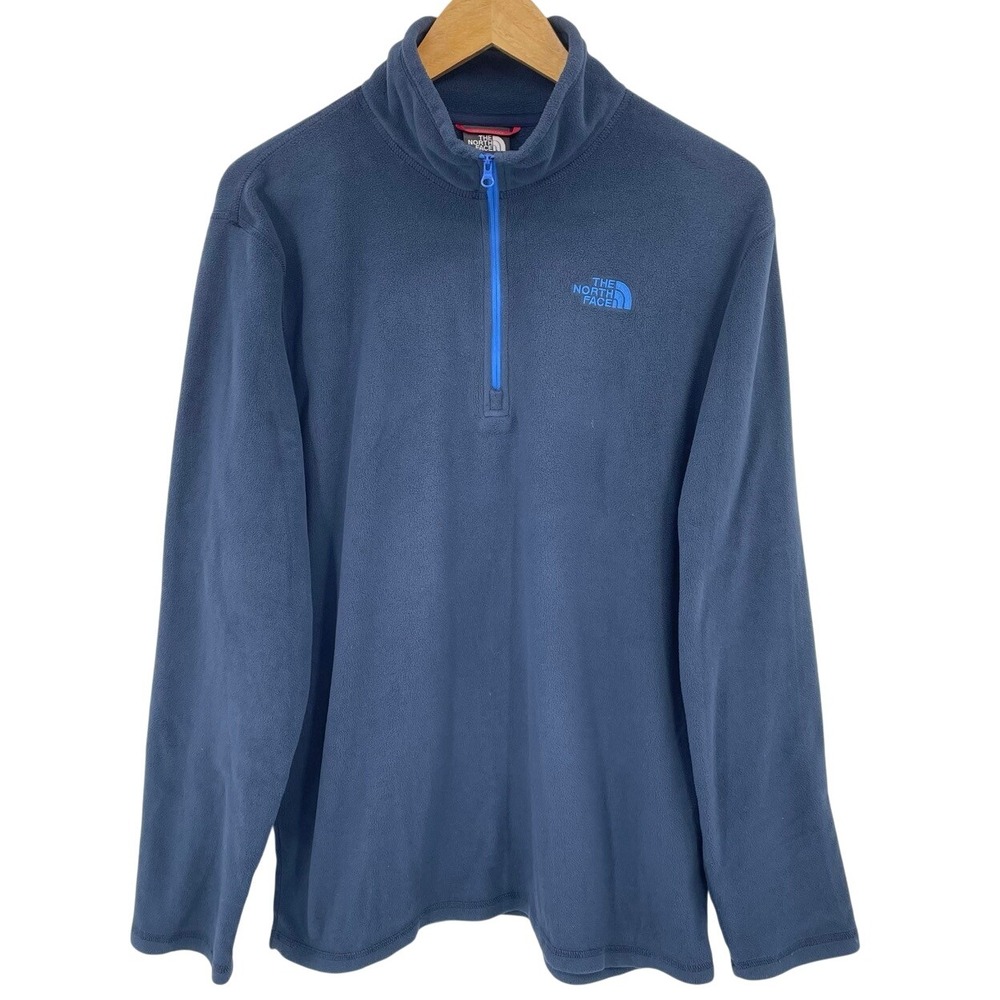 The North Face Mens Medium Fleece Pullover 1/4 Zip Jacket Blue Outdoor Winter